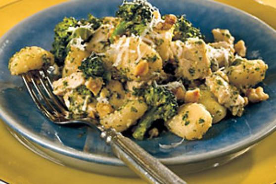 Chicken, Broccoli, and Gnocchi with Parsley Pesto